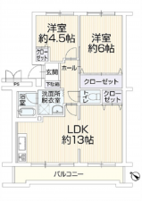 広島市東区矢賀、マンションの間取り画像です