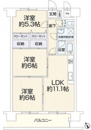 呉市広本町、マンションの間取り画像です