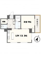 広島市中区土橋町、マンションの間取り画像です