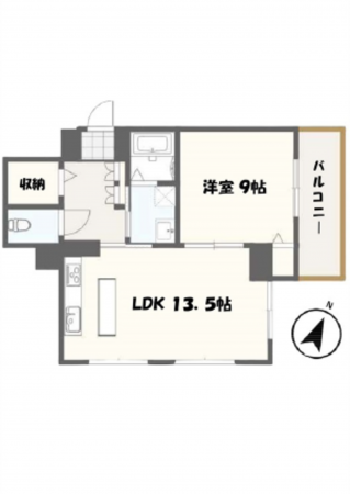 広島市中区土橋町、マンションの間取り画像です