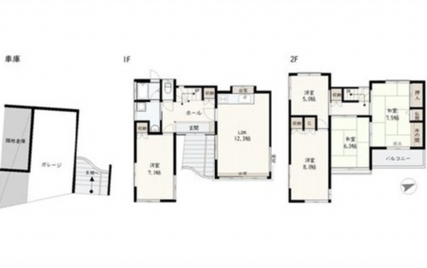 広島市東区牛田早稲田、中古一戸建ての間取り画像です