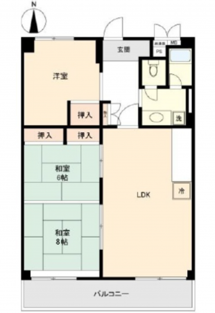 広島市東区光町、マンションの間取り画像です
