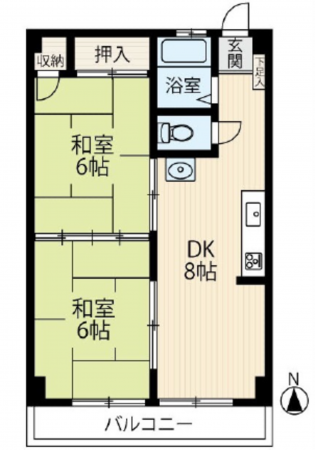 広島市南区大州、マンションの間取り画像です