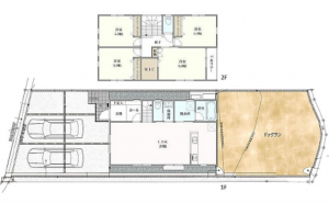 広島市南区北大河町、新築一戸建ての間取り画像です