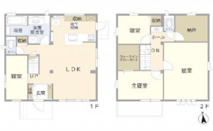 広島市東区牛田東、中古一戸建ての間取り画像です