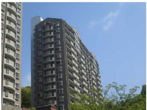 広島市西区竜王町、マンションの外観画像です