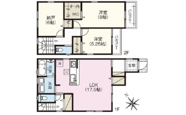 広島市南区丹那新町、新築一戸建ての間取り画像です