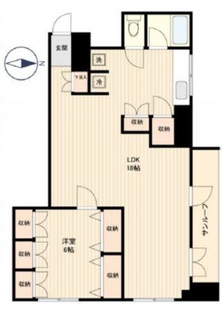 広島市中区東平塚町、収益物件/マンションの間取り画像です