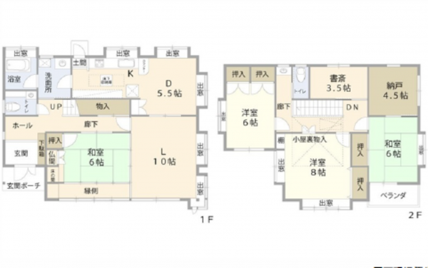 広島市南区丹那町、中古一戸建ての間取り画像です