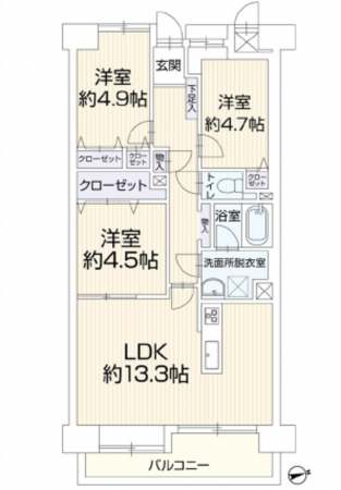 広島市中区猫屋町、マンションの間取り画像です