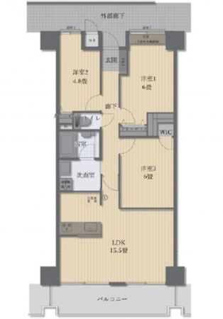 広島市西区三滝本町、マンションの間取り画像です
