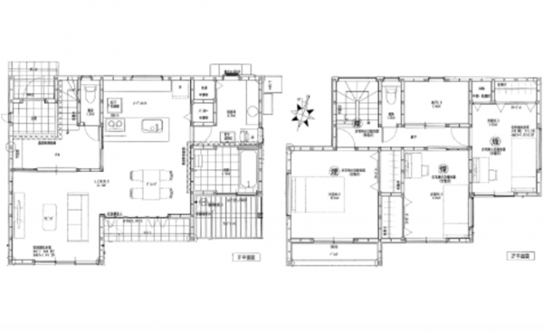 広島市西区己斐上、新築一戸建ての間取り画像です