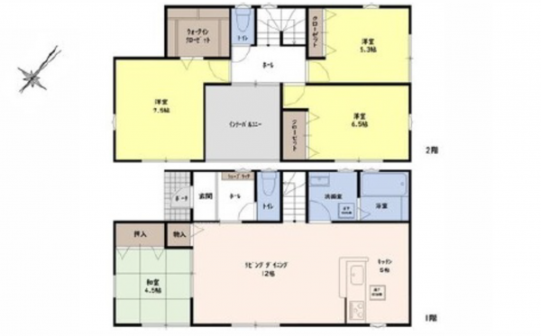 呉市焼山宮ヶ迫、新築一戸建ての間取り画像です