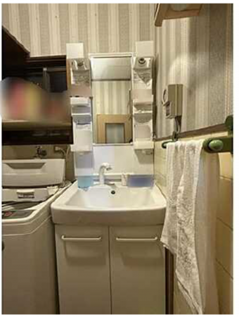 広島市東区温品、中古一戸建ての洗面画像です