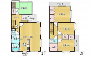 広島市東区福田、中古一戸建ての間取り画像です