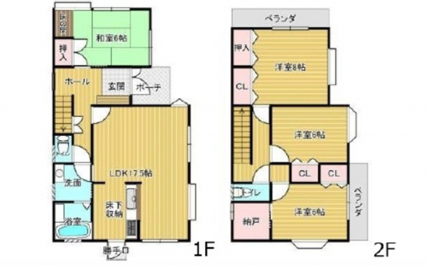 広島市東区福田、中古一戸建ての間取り画像です