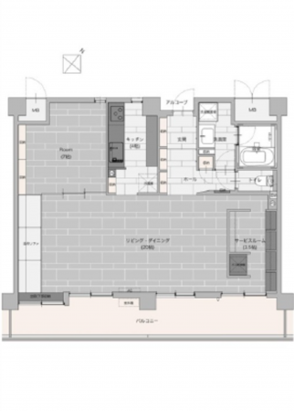 広島市東区牛田早稲田、マンションの間取り画像です