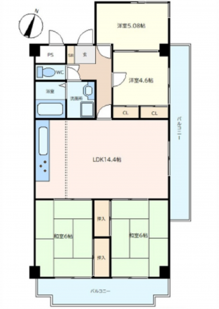 広島市南区東雲、マンションの間取り画像です
