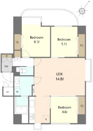 広島市中区舟入中町、マンションの間取り画像です