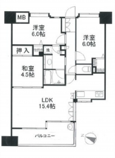 広島市南区東雲本町、マンションの間取り画像です