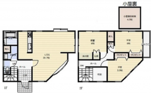 広島市東区馬木、中古一戸建ての間取り画像です