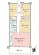 広島市東区上温品、マンションの間取り画像です