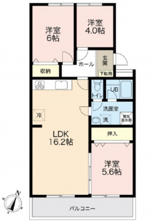 広島市西区井口明神、マンションの間取り画像です