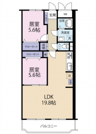 広島市西区南観音、マンションの間取り画像です