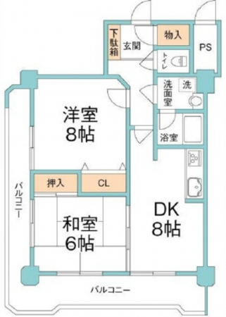 広島市中区小町、マンションの間取り画像です
