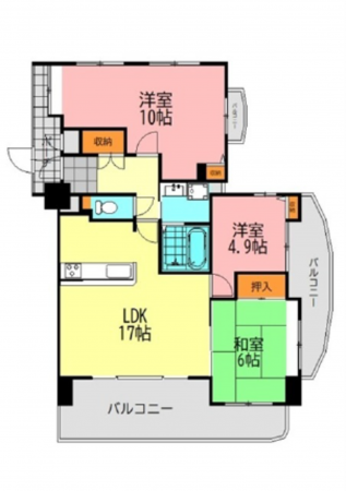 広島市南区南蟹屋、マンションの間取り画像です