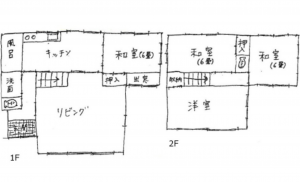 広島市西区己斐大迫、中古一戸建ての間取り画像です