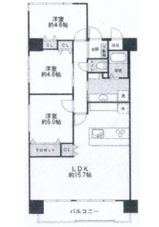 呉市中央、マンションの間取り画像です