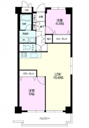 広島市東区牛田東、マンションの間取り画像です