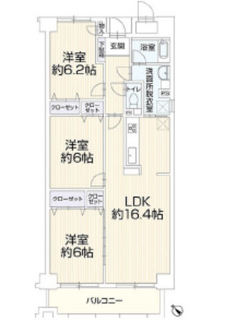 広島市西区己斐本町、マンションの間取り画像です