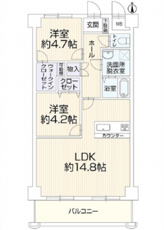 広島市南区宇品海岸、マンションの間取り画像です