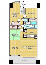 広島市東区牛田早稲田、マンションの間取り画像です
