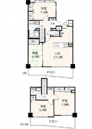 広島市西区井口台、マンションの間取り画像です