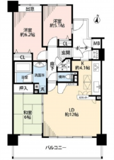 広島市西区竜王町、マンションの間取り画像です