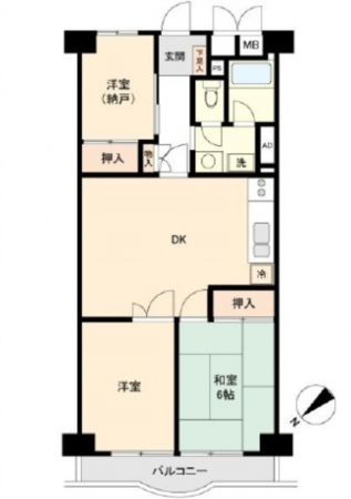 広島市東区光町、マンションの間取り画像です