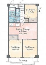 広島市南区上東雲町、マンションの間取り画像です