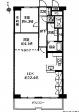 広島市中区上幟町、マンションの間取り画像です