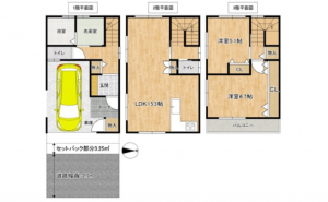 広島市南区宇品御幸、新築一戸建ての間取り画像です