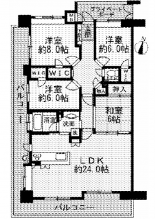広島市南区宇品海岸、マンションの間取り画像です