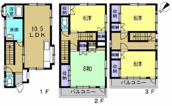 広島市南区西蟹屋、中古一戸建ての間取り画像です
