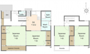 広島市西区高須、中古一戸建ての間取り画像です