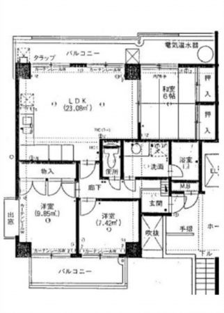 広島市中区橋本町、収益物件/マンションの間取り画像です