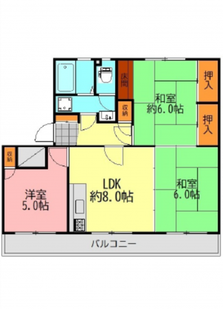 広島市中区舟入南、マンションの間取り画像です