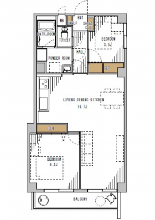 広島市東区牛田新町、マンションの間取り画像です