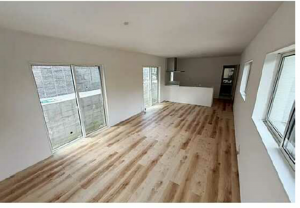 広島市東区上温品、新築一戸建ての居間画像です