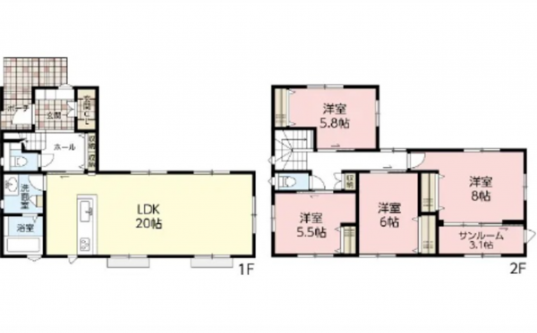 広島市東区上温品、新築一戸建ての間取り画像です